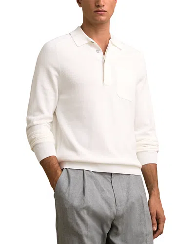 Reiss Regular Fit Long Sleeve Polo Sweater In White