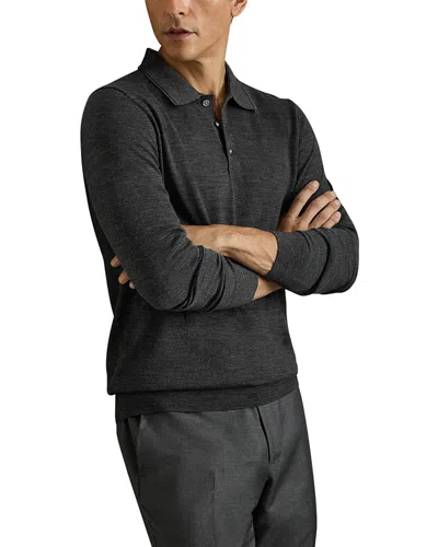 Reiss Derby Grey Marl Merino Wool Polo Shirt