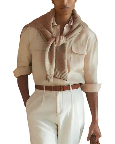 Reiss Regular Fit Twin Chest Pocket Linen Shirt In Yellow