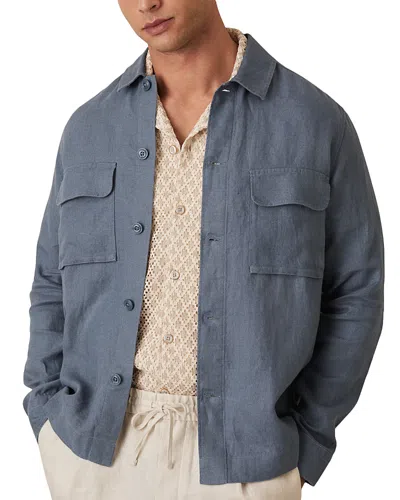 Reiss Regular Fit Twin Pocket Linen Shirt Jacket In Gray