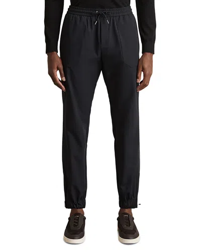 Reiss Relaxed Drawstring Technical Cuffed Trousers In Navy