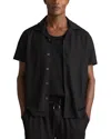 Reiss Relaxed Fit Textured Short Sleeve Camp Shirt In Black