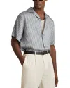 Reiss Relic Monogram Printed Cuban Shirt In Blue