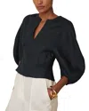Reiss Remi Linen Balloon Sleeve Top