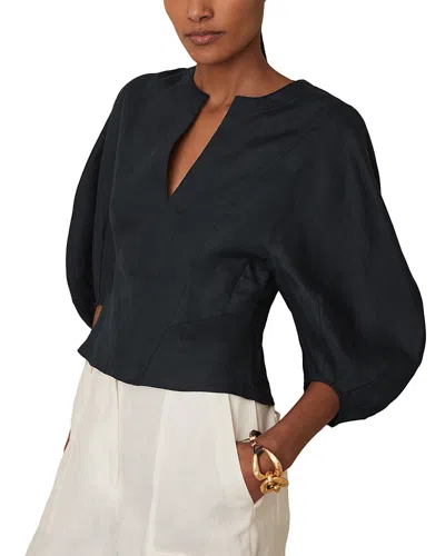 Reiss Remi Linen Balloon Sleeve Top