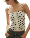 Reiss White/black Viscose Linen Polka Dot Ruched Strapless Top In White/black