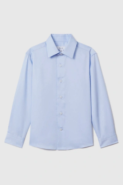 Reiss Remote - Soft Blue Teen Slim Fit Cotton Shirt, Uk 13-14 Yrs