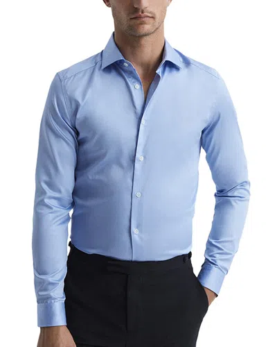Reiss Remote Slim Cotton Sat Top In Blue