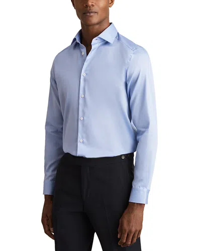 Reiss Remote Slim Fit Satin Cotton Shirt In Blue