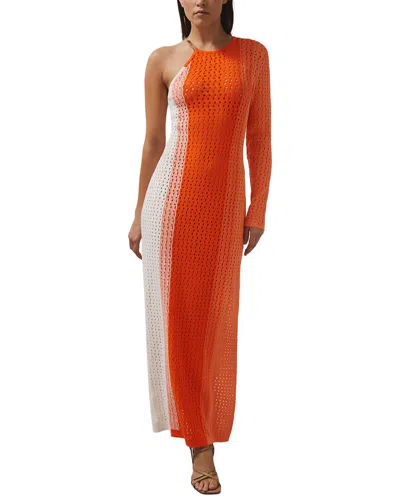 Reiss Rena One Sleeve Knitted Dress In Orange
