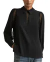 Reiss Black Lace Insert Blouse In Black