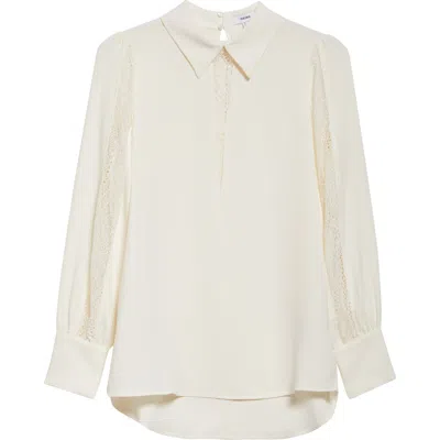 Reiss Renata Lace Trim Shirt In Cream