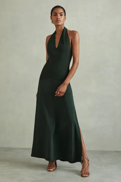 Reiss Rene - Green Hybrid Knit Midi Dress, M