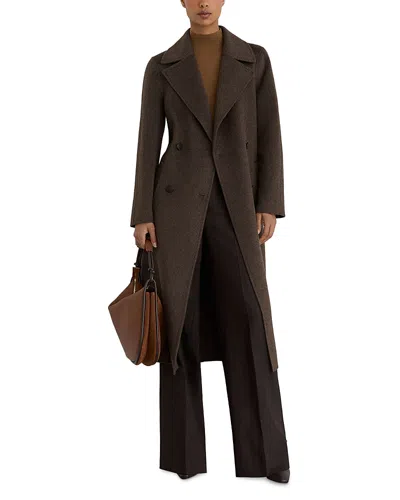 Reiss Rene Double Breasted Coat In Brown