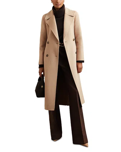 Reiss Rene Double Breasted Coat In Neutral