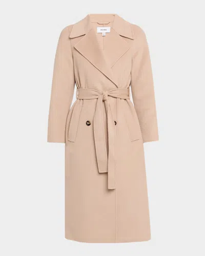 Reiss Rene Double-breasted Wool-blend Coat In Neutral