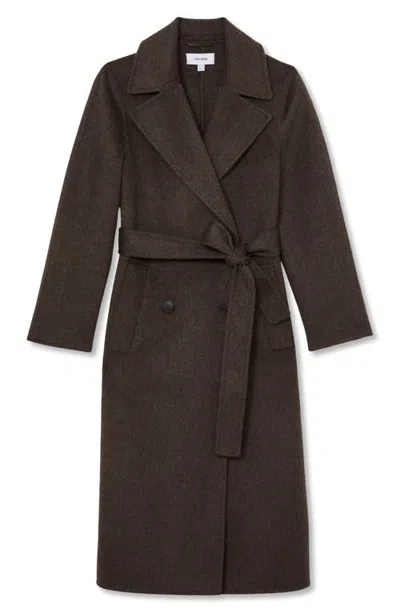 Reiss Rene Double Breasted Wool Blend Coat With Cashmere In Brown