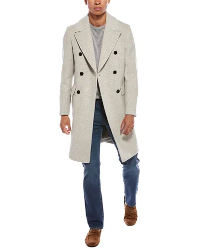 Reiss Review Wool-blend Overcoat In Neutral
