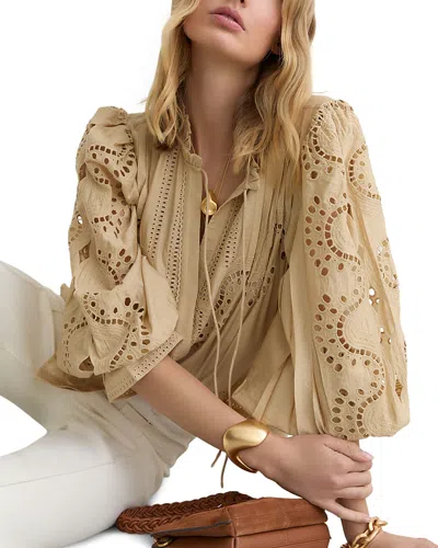 Reiss Rhiannon Cut Out Lace Blouse In Multi