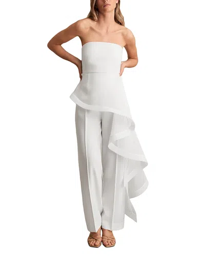 Reiss Rhiannon Drape Bandeau Jumpsuit In White