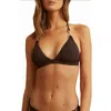Reiss Riah Triangle Bikini Top In Chocolate