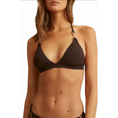 Reiss Riah Fixed Triangle Bikini Top In Brown
