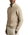 Reiss Ribbed Funnel Neck Half Zip Shirt In Taupe
