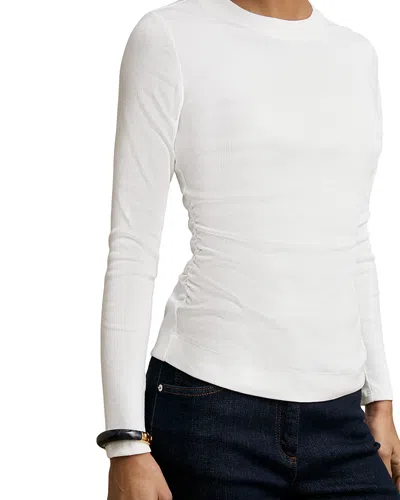 Reiss Ribbed Long Sleeve Tee In White