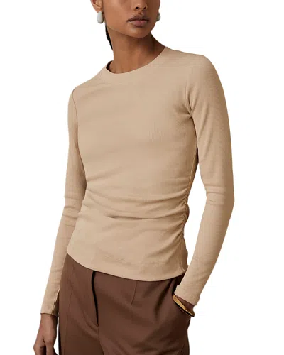 Reiss Ribbed Long Sleeve Tee In Brown