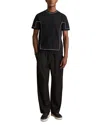 Reiss Ribbed Piped Crewneck Tee In Navy