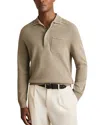 Reiss Mens Light Sage Green Clinton Patch-pocket Long-sleeve Cotton Polo In Green