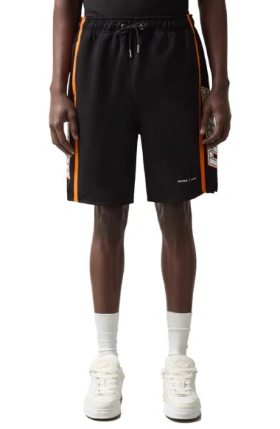 Reiss Ride Side Stripe Drawstring Shorts In Black