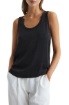Reiss Riley Silk Front Tank Top In Black