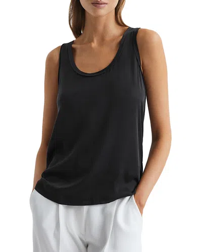 Reiss Riley Silk Front Tank Top In Black