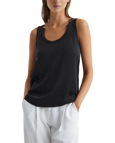 Reiss Riley Silk-blend Front Vest In Blue