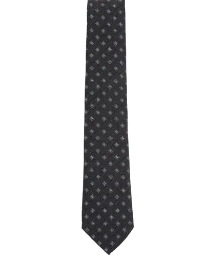 Reiss Charcoal Wool-silk Foulard Textured Tie In Black