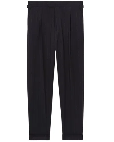 Reiss Ring Side Adjuster Pinstripe Pant In Black