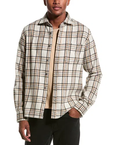 Reiss Rio Wool-blend Brushed Checked Overshirt In Beige