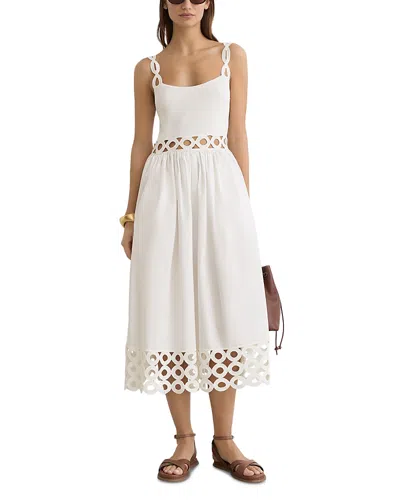 Reiss Rita Knit Woven Midi Dress In White