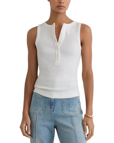 Reiss Rita Stretch Ribbed Henley Vest In White