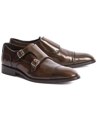 Reiss Rivington Patent Double Monk Strap Shoe In Brown