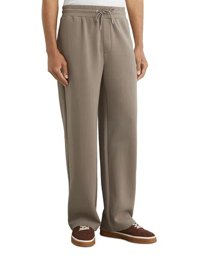 Reiss Rivo Relaxed Interlock Drawstring Jogger Pants In Brown