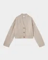 Reiss Oatmeal Wool-cashmere Cropped Cardigan In Oatmeal