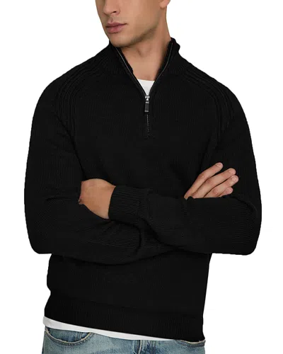 REISS ROBERTS WOOL & NYLON SEAM DETAIL REGULAR FIT HALF ZIP SWEATER