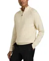 Reiss Roberts Wool & Nylon Seam Detail Regular Fit Half Zip Sweater In White