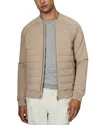 Reiss Biscuit Brown Rochdale Hybrid Quilt Raglan-sleeve Bomber Jacket In Biscuit Brown