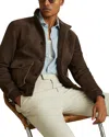Reiss Roland Funnel Neck Suede Jacket In Chocolate
