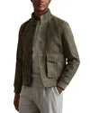 Reiss Light Khaki Green Roland Suede Harrington Jacket
