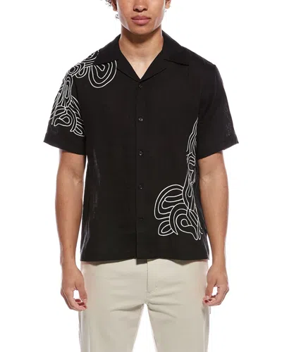 Reiss Romance Linen Casual Shirt In Black