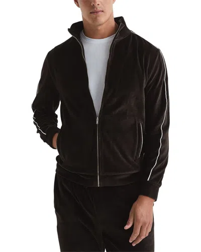 Reiss Rome Velour Zip Through Jacket In Gold